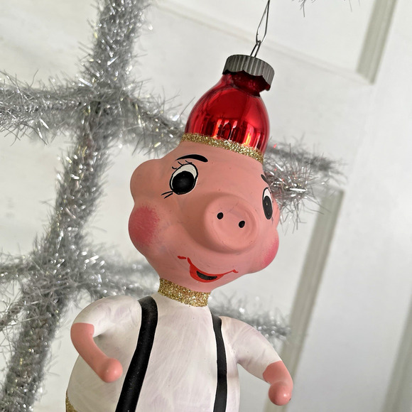 Vintage Christmas Blown Glass PIG Ornament de Carlini (?) Italy - Picture 7 of 8